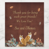Füchse im Fall Foliage Friendsgiving Weinetikett (Einzelnes Label)