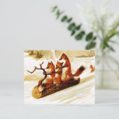 Füchse Im Protokoll durch den Schnee gleiten Postkarte (Stehend Vorderseite)