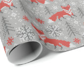 Füchse im Winterwald skandinavische Weihnachten Geschenkpapier (Rolleneckpunkt)