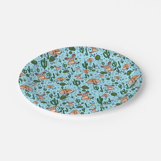 Füchse in blau pappteller (Schrägansicht)