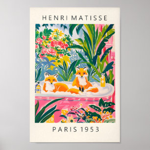 Füchse in der Badewanne Art Print, lustige Badezim Poster