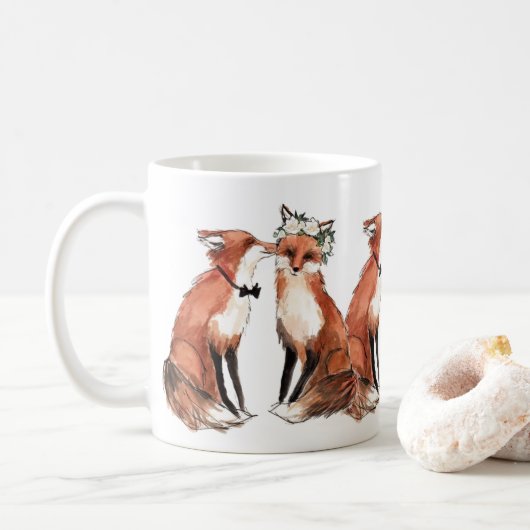 Füchse in der Liebe, Fox-Hochzeit Kaffeetasse (Mit Donut)