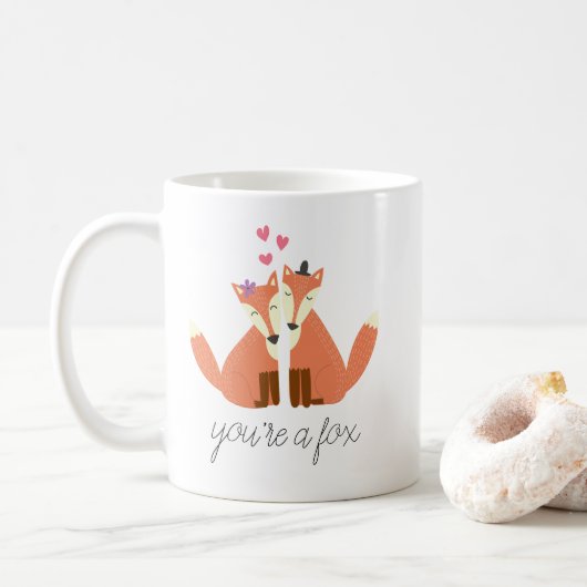 Füchse in der Liebe Kaffeetasse (Mit Donut)
