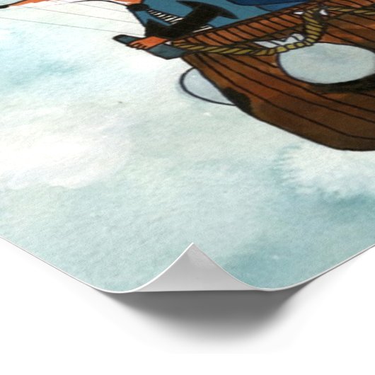 Füchse in einem Heißluftballon Poster (Ecke)