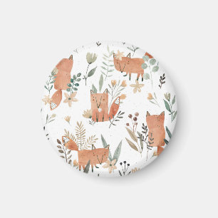 Füchse in Meadows: Aquarellfarben nahtlos Magnet