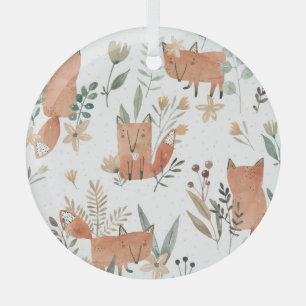 Füchse in Meadows: Aquarellfarben nahtlos Ornament Aus Glas