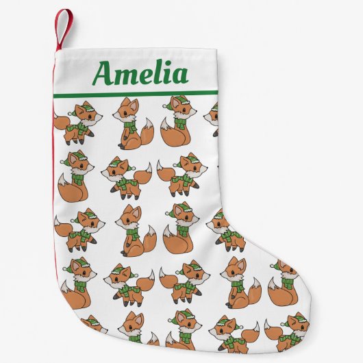 Füchse in Winterspuren Personalisiert Kleiner Weihnachtsstrumpf (Vorderseite)