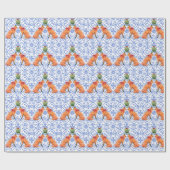 Füchse Küssen unter Mistletoe Blue Chinoiserie Geschenkpapier (Flach)