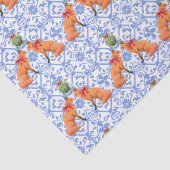 Füchse Küssen unter Mistletoe Blue Chinoiserie Seidenpapier (Detail)