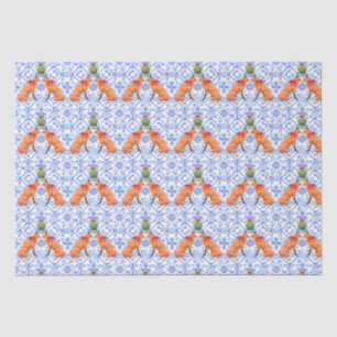 Füchse Küssen unter Mistletoe Blue Chinoiserie Seidenpapier