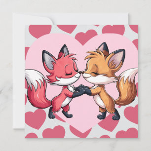 Füchse Küssen Valentinstag Herz-Liebe-Karte Feiertagskarte