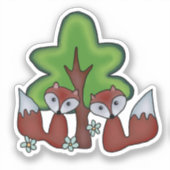 Füchse mit Baum  Aufkleber (Vorderseite)