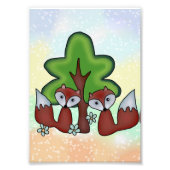 Füchse mit Baum  Fotodruck (Vorne)