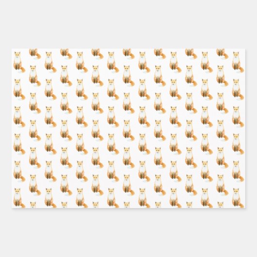 Füchse Peach Watercolor Tissue Paper Geschenkpapier Set (Vorderseite 3)