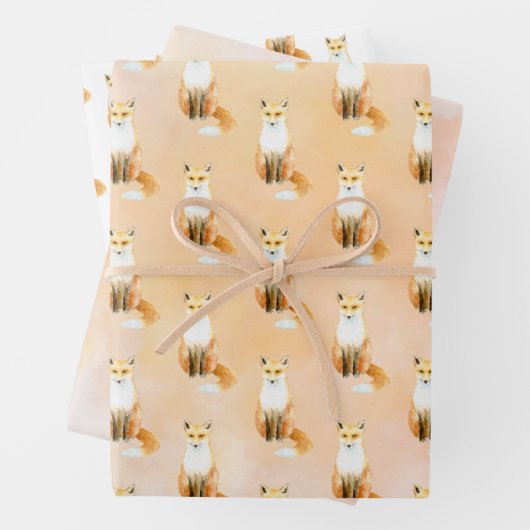 Füchse Peach Watercolor Tissue Paper Geschenkpapier Set (Beispiel)