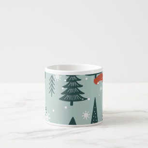 Füchse, Tannen, Winter, bunte Muster Espressotasse