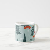 Füchse, Tannen, Winter, bunte Muster Espressotasse (Vorderseite Rechts)
