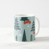 Füchse, Tannen, Winter, bunte Muster Kaffeetasse (VorderseiteRechts)