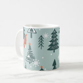 Füchse, Tannen, Winter, bunte Muster Kaffeetasse (Vorderseite Links)
