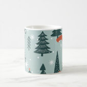 Füchse, Tannen, Winter, bunte Muster Kaffeetasse (Mittel)