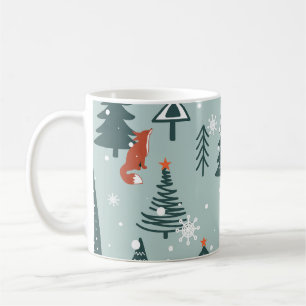 Füchse, Tannen, Winter, bunte Muster Kaffeetasse
