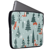 Füchse, Tannen, Winter, bunte Muster Laptopschutzhülle (Vorne Rechts)