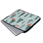 Füchse, Tannen, Winter, bunte Muster Laptopschutzhülle (Vorne Knopf)