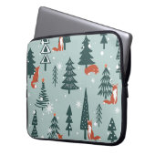 Füchse, Tannen, Winter, bunte Muster Laptopschutzhülle (Vorderseite Links)