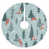 Füchse, Tannen, Winter, bunte Muster Polyester Weihnachtsbaumdecke (Vorderseite)