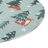 Füchse, Tannen, Winter, bunte Muster Schneidebrett (Ecke)