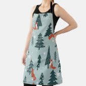 Füchse, Tannen, Winter, bunte Muster Schürze (InSitu)