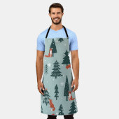 Füchse, Tannen, Winter, bunte Muster Schürze (Getragen)