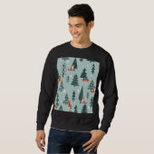 Füchse, Tannen, Winter, bunte Muster Sweatshirt (Vorne ganz)