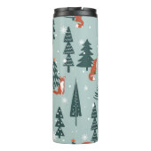 Füchse, Tannen, Winter, bunte Muster Thermosbecher (Rückseite)