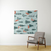 Füchse, Tannen, Winter, bunte Muster Wandteppich (Beispiel (Horizontal))