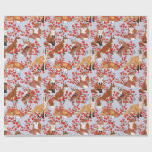 Füchse und Beeren Geschenkpapier (Flach)