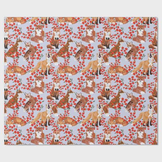 Füchse und Beeren Geschenkpapier (Flach)