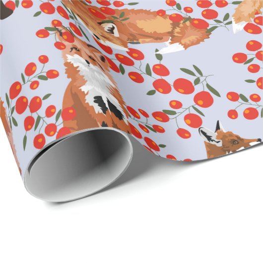 Füchse und Beeren Geschenkpapier (Rolleneckpunkt)
