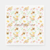 Füchse und Blume Rosa Gelbe Farbe Serviette (Vorderseite)