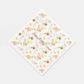 Füchse und Blume Rosa Gelbe Farbe Serviette (Ecke)