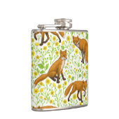 Füchse und Buttercups auf natürlichem Weiß Flachmann (Rechts)