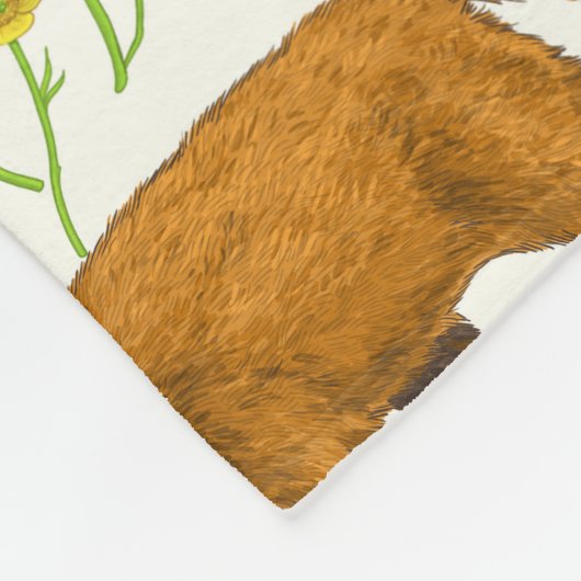 Füchse und Buttercups auf natürlichem Weiß Fleecedecke (Ecke)