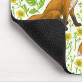 Füchse und Buttercups auf natürlichem Weiß Mousepad (Ecke)