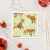 Füchse und Buttercups auf natürlichem Weiß Serviette (Beispiel)