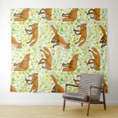 Füchse und Buttercups auf natürlichem Weiß Wandteppich (Beispiel (Horizontal))