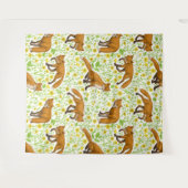 Füchse und Buttercups auf natürlichem Weiß Wandteppich (Vorderseite (Horizontal))