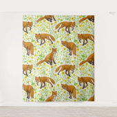 Füchse und Buttercups auf natürlichem Weiß Wandteppich (Vorderseite)