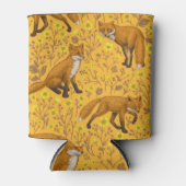 Füchse und Buttercups auf Orange Dosenkühler (Vorderseite)