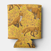 Füchse und Buttercups auf Orange Dosenkühler (Rückseite)
