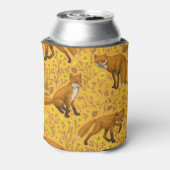 Füchse und Buttercups auf Orange Dosenkühler (Kanne Rückseite)